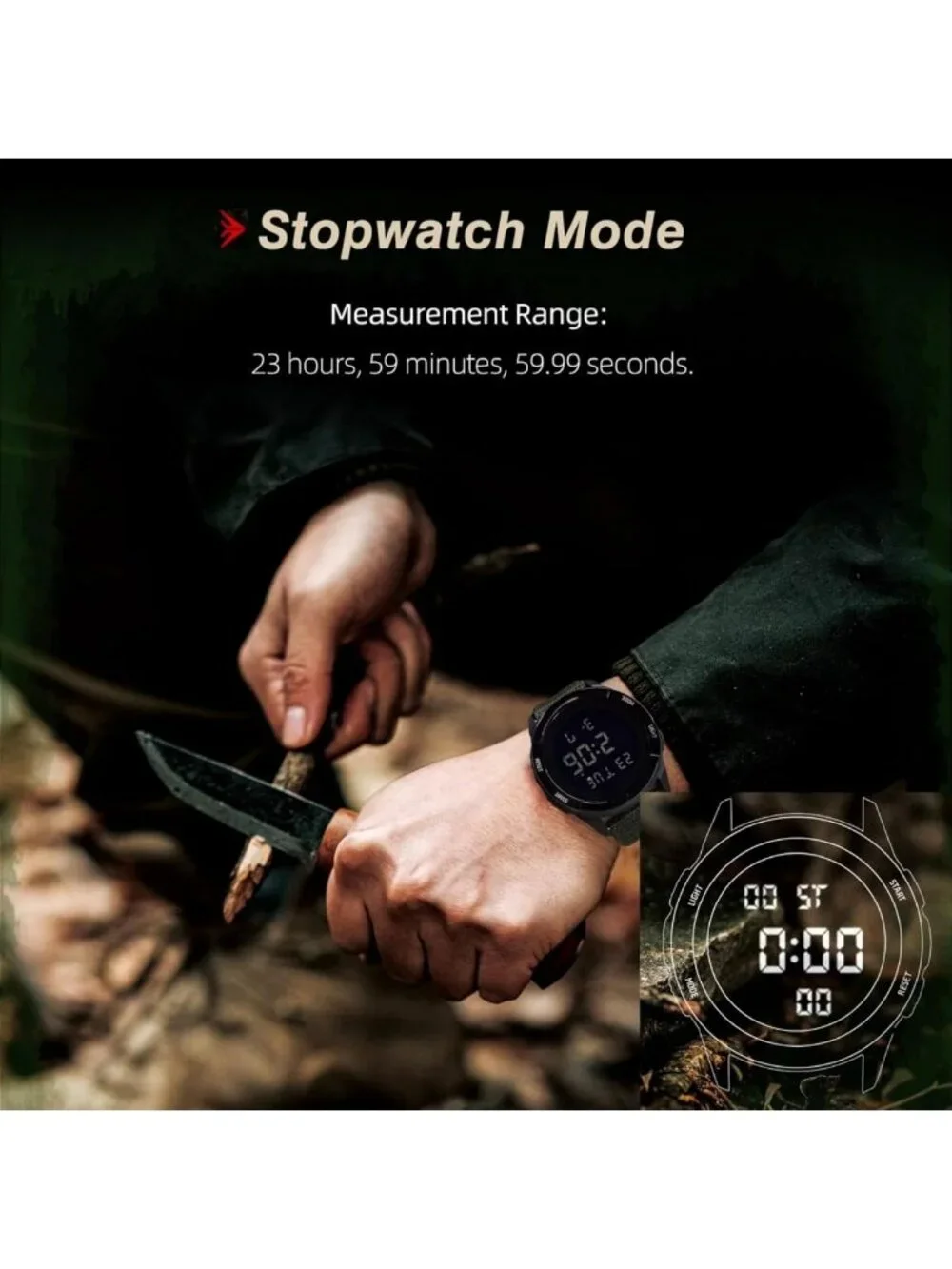 Tactical Waterproof Sports Watch for Men & Women | LED Backlight, Stopwatch